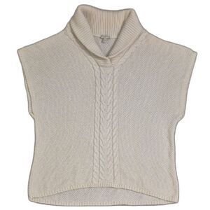 Talbots Cable Knit Sweater Vest XL Ivory Cream Lambswool Blend Cream V-Neck